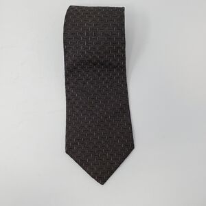 PERRY ELLIS Portfolio Brown 100% Silk Tie